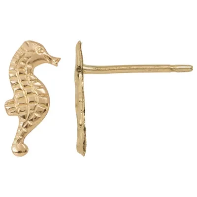 Gold-Filled Seahorse Post Earrings