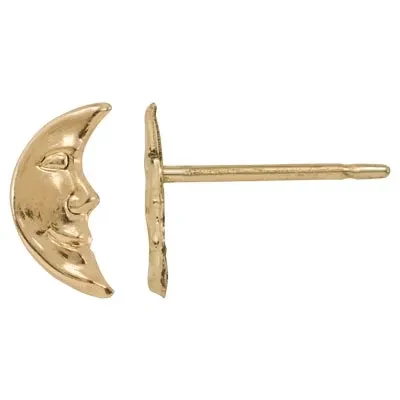 Gold-Filled Crescent Man in Moon Post Earring