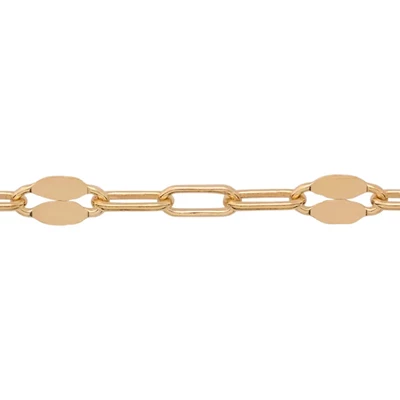Gold-Filled Small Alternating Sequin Paperclip Chain Footage