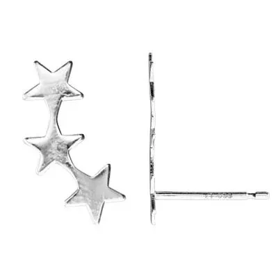 Sterling Silver 3-Star Climber Post Earrings