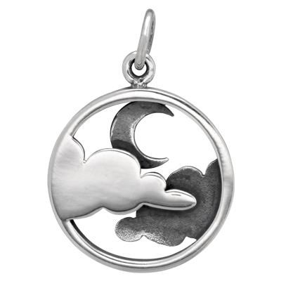 Sterling Silver Layered Moon and Cloud Charm