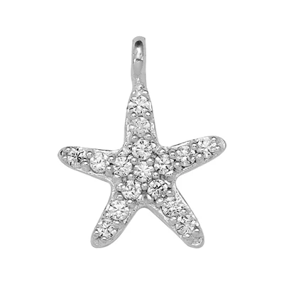 Sterling Silver Pave CZ Tiny Starfish Charm
