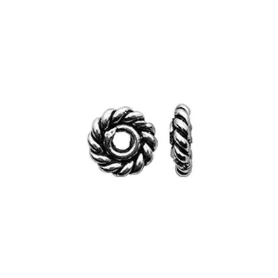 Sterling Silver 4mm Roped Heishe Bead