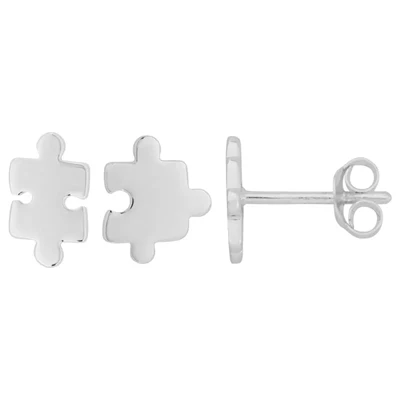 Sterling Silver Asymmetric Puzzle Post Earrings