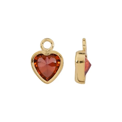 Gold Filled 4mm Ruby CZ Heart Charm