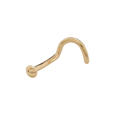 14k Gold Beaded Corkscrew Nose Stud