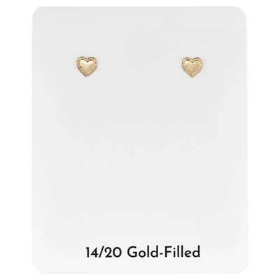 Carded Gold-Filled Bordered Heart Post Earrings