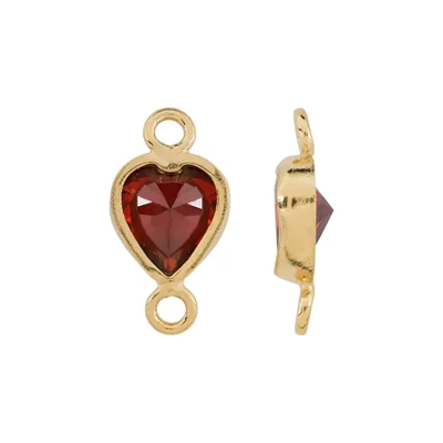Gold Filled 4mm Garnet CZ Heart Link