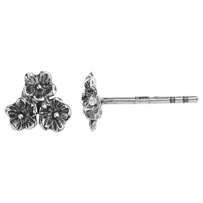 Sterling Silver Triple Flower Cluster Post Earring