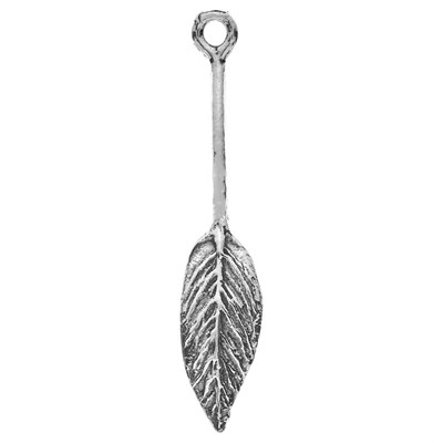 Sterling Silver Oxidized Long Stem Leaf or Feather Dangle