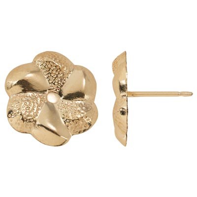 Gold-Filled Button Flower Post Earring