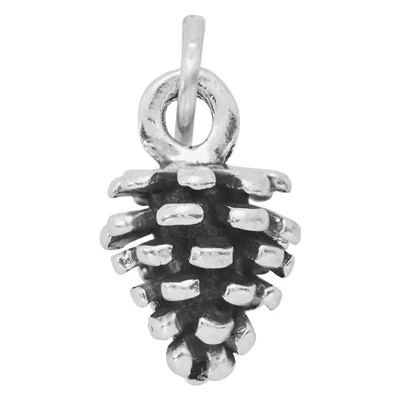 Sterling Silver 3D Oxidized Pinecone Charm