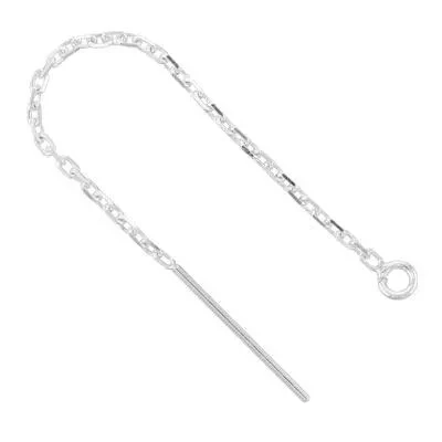 Sterling Silver Short Diamond Cut Cable Ear Thread