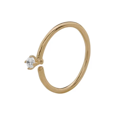 14k Gold Prong CZ Nose Hoop