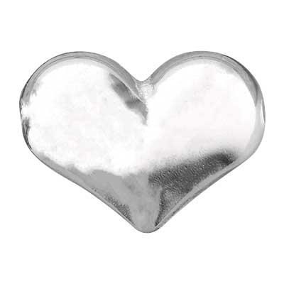 Sterling Silver 15x11mm Puff Heart Bead