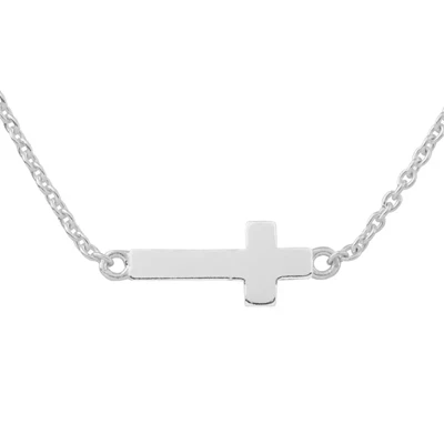 Sterling Silver Sidways Cross Chain Necklace