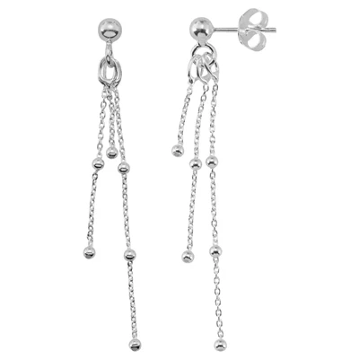 Sterling Silver Saturn Chain Tassel Post Earrings