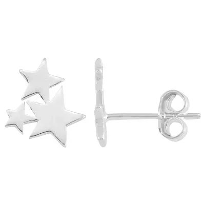 Sterling Silver Star Cluster Post Earrings