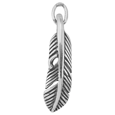 Sterling Silver Oxidized Feather Charm