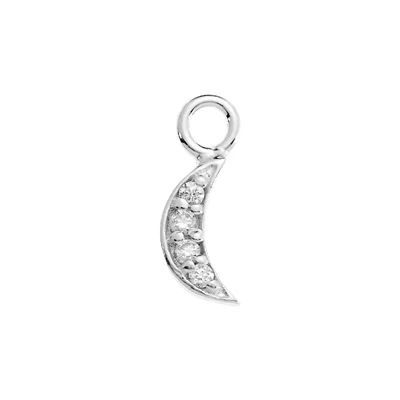 Sterling Silver Pave CZ Tiny Moon Charm