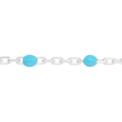 Sterling Silver Saturn Cable Chain Footage with Turquoise Enamel Beads