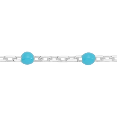 Sterling Silver Saturn Cable Chain Footage with Turquoise Enamel Beads