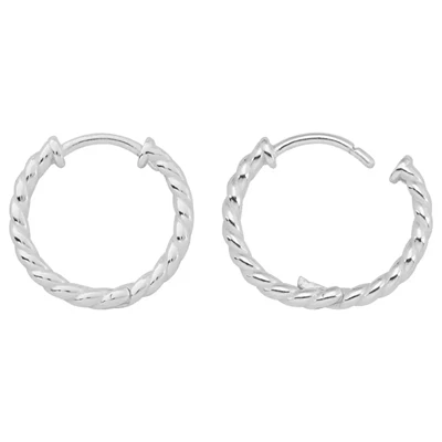 Sterling Silver Twist Huggie Hoop Earrings