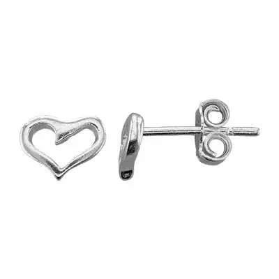 Sterling Silver Tiny Open Heart Post Earrings
