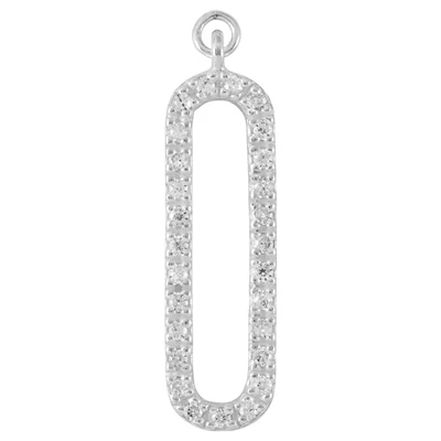 Sterling Silver CZ Pave Paperclip Dangle