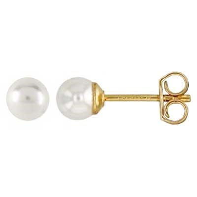 Gold-Filled White Crystal Pearl Post Earrings