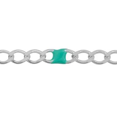 Sterling Silver Aqua Blue Enamel Curb Chain Footage