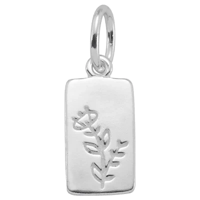 Sterling Silver Wildflower Rectangle Tag Charm