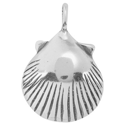 Sterling Silver Large Oxidized Shell Pendant