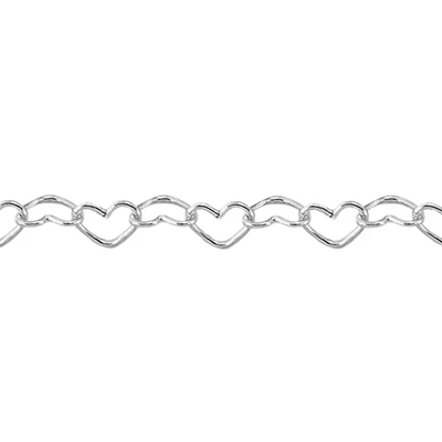 Sterling Silver Extra Small Heart Chain Footage