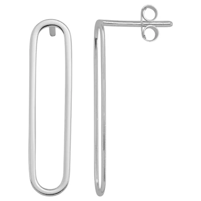 Sterling Silver Paperclip Oval Post Earrings