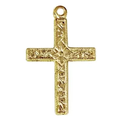Gold-Filled Pattern Cross Charm