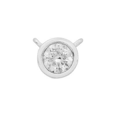 Sterling Silver Bezel CZ Pendant Link