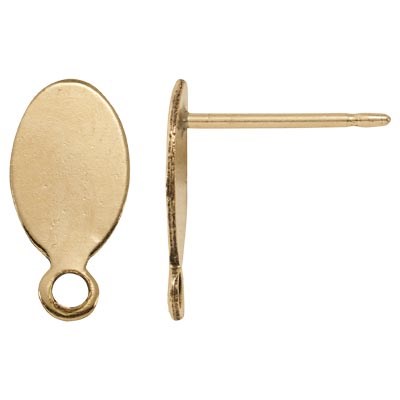 Gold-Filled Oval Post Earring Findings with Ring