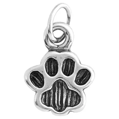 Sterling Silver Small Oxidized Paw Charm