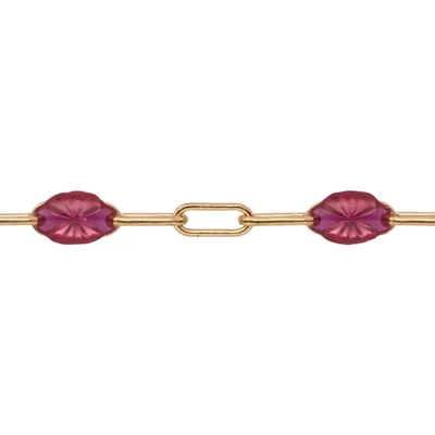 Gold-Filled Alternating Paperclip Chain Footage with Ruby Enamel