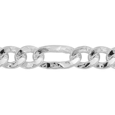 Sterling Silver Hammered Figaro Chain Footage