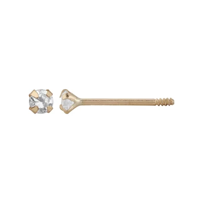 14k Gold 2mm CZ Threaded Post Earrings