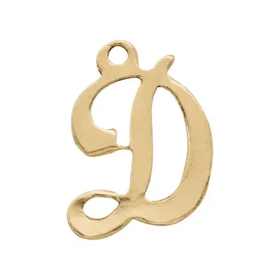 Gold-Filled Script Letter D Initial Charm