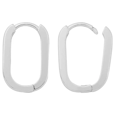 Sterling Silver Paperclip Oval Huggie Hoop Earrings