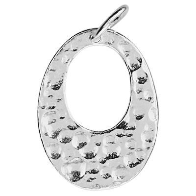 Sterling Silver Hammered Oval Drop