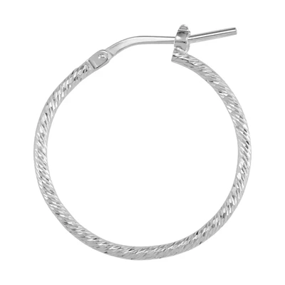 Sterling Silver 24mm Hinged Diamond Cut Hoop Earrings