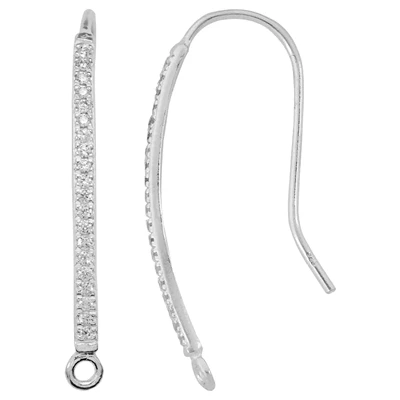 Sterling Silver Pave CZ Front Earwire Findings