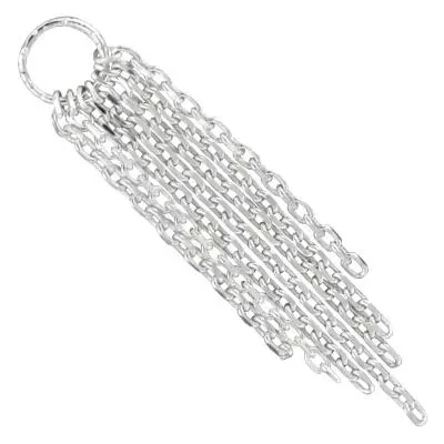 Sterling Silver Tapered Chain Tassel on Large Ring