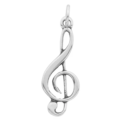Sterling Silver Cast Treble Clef Music Charm
