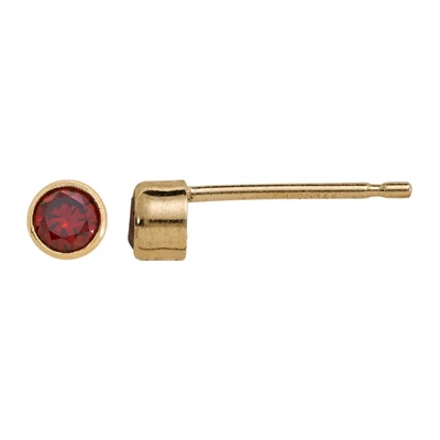 Gold-Filled 3mm Garnet CZ Bezel Post Earrings